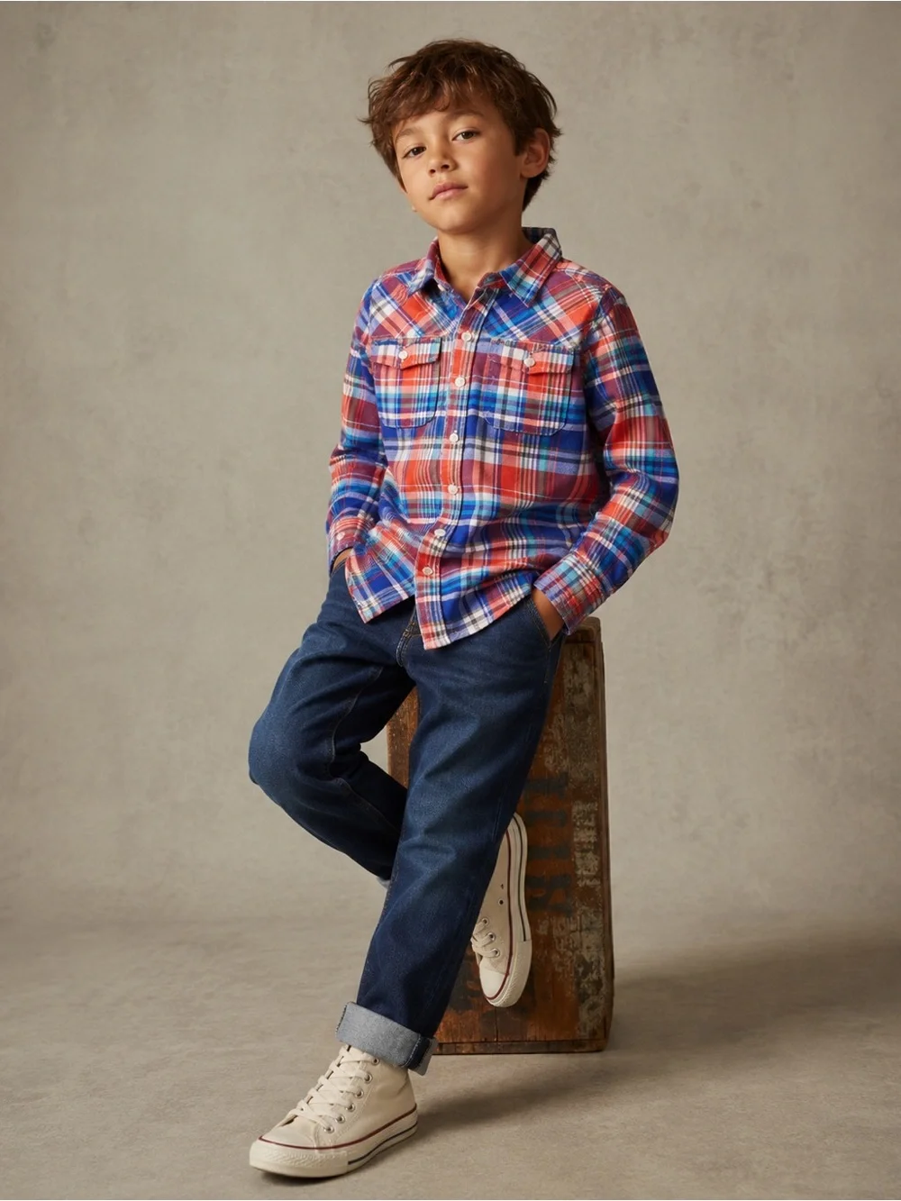 Oshkosh Long sleeve Plaid Collared Flannel Button Up Shirt Size 10